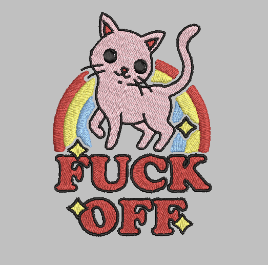 Fuck Off Cat Embroidery Design File | Digital Download | 6 Sizes & 7 Formats Included Threaded Dreams