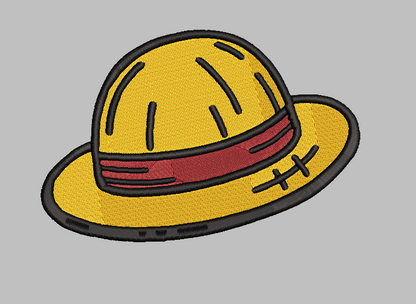 Anime Straw Hat Embroidery Design File | Digital Download | 6 Sizes & 7 Formats Included Threaded Dreams