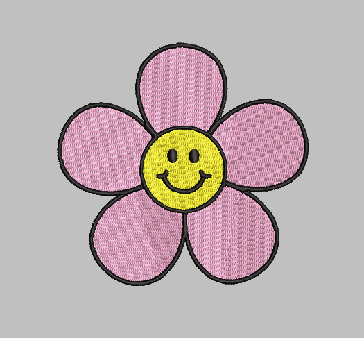 Flower With Smile Face Embroidery Design File | Digital Download | 6 Sizes & 7 Formats Included Threaded Dreams