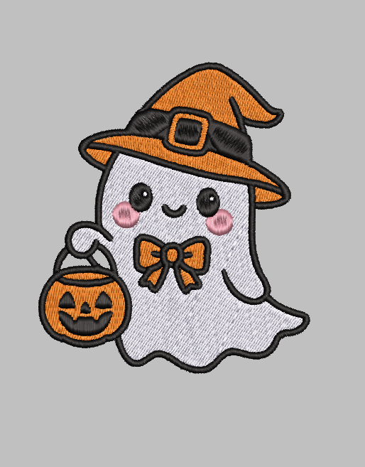 Cute Witch Ghost Embroidery Design File | Digital Download | 6 Sizes & 7 Formats Included Threaded Dreams