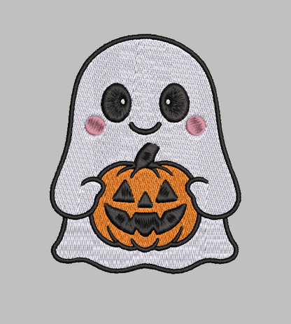 Halloween Ghost With Pumpkin Embroidery Design File | Digital Download | 6 Sizes & 7 Formats Included Threaded Dreams
