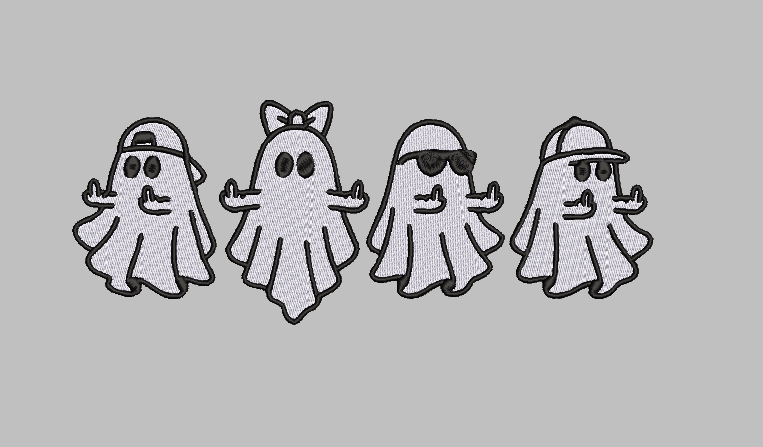 Halloween Ghost Squad Embroidery Design File | Digital Download | 6 Sizes & 7 Formats Included Threaded Dreams