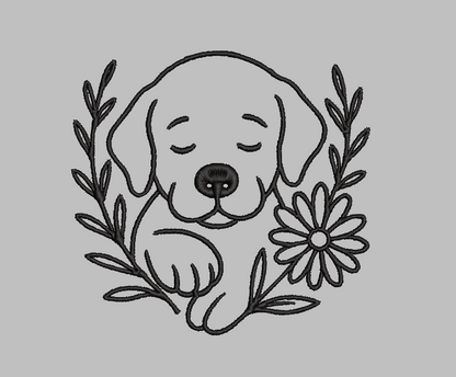 Floral Dog Outline Embroidery Design File | Digital Download | 6 Sizes & 7 Formats Included Threaded Dreams