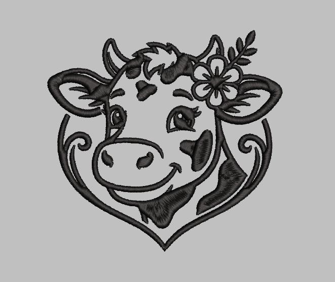Cute Floral Cow Embroidery Design File | Digital Download | 6 Sizes & 7 Formats Included Threaded Dreams