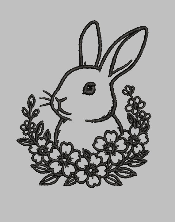 Floral Bunny Embroidery Design File | Digital Download | 6 Sizes & 7 Formats Included Threaded Dreams