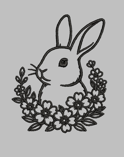 Floral Bunny Embroidery Design File | Digital Download | 6 Sizes & 7 Formats Included Threaded Dreams