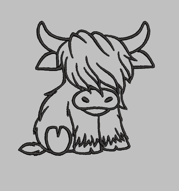 Cute Highland Cow Embroidery Design File | Digital Download | 6 Sizes & 7 Formats Included Threaded Dreams
