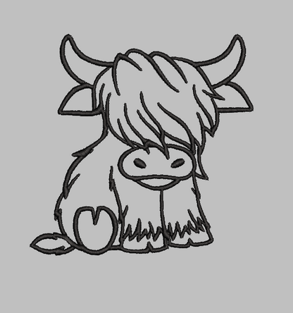 Cute Highland Cow Embroidery Design File | Digital Download | 6 Sizes & 7 Formats Included Threaded Dreams