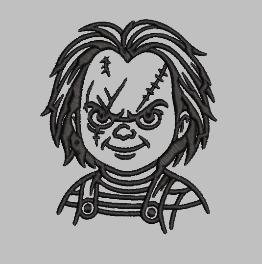 Chucky Doll Outline Embroidery Design File | Digital Download | 6 Sizes & 7 Formats Included Threaded Dreams