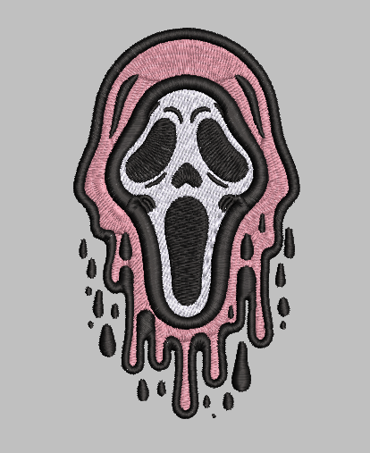 Pink Ghost Face Embroidery Design File | Digital Download | 6 Sizes & 7 Formats Included Threaded Dreams