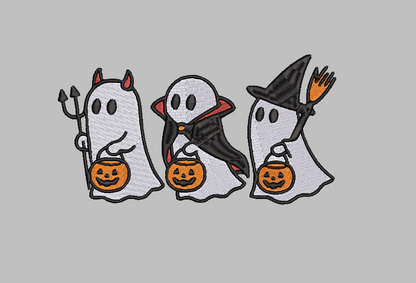 Trick or Treating Ghost Trio Embroidery Design File | Digital Download | 6 Sizes & 7 Formats Included Threaded Dreams