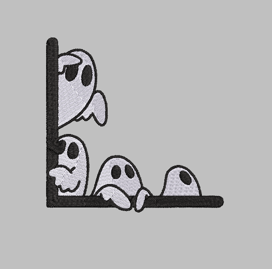Ghosts Peeking Boarder Embroidery Design File | Digital Download | 6 Sizes & 7 Formats Included Threaded Dreams