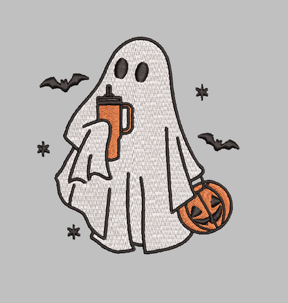 Cozy Ghost Trick or Treating Embroidery Design File | Digital Download | 6 Sizes & 7 Formats Included Threaded Dreams