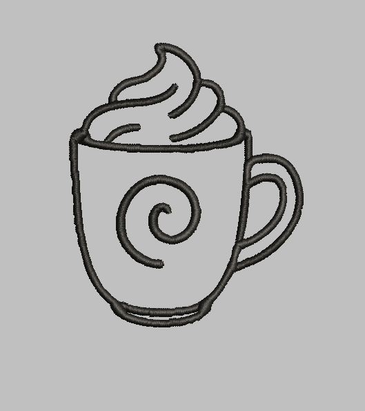 Coffee Mug Outline Embroidery Design File | Digital Download | 4 Sizes & 7 Formats Included Threaded Dreams