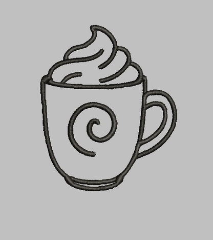 Coffee Mug Outline Embroidery Design File | Digital Download | 4 Sizes & 7 Formats Included Threaded Dreams