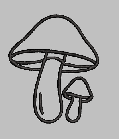 Mushrooms Outline Embroidery Design File | Digital Download | 4 Sizes & 7 Formats Included Threaded Dreams