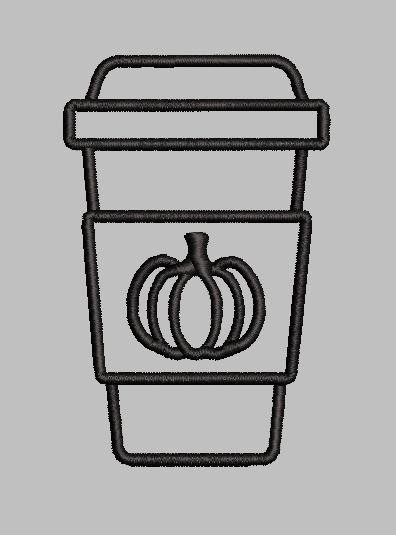 Pumpkin Latte Outline Embroidery Design File | Digital Download | 4 Sizes & 7 Formats Included Threaded Dreams