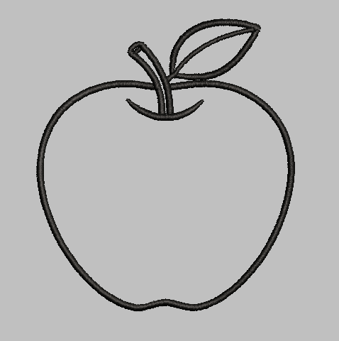 Apple Outline Embroidery Design File | Digital Download | 4 Sizes & 7 Formats Included Threaded Dreams