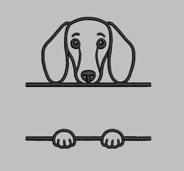 Dachshund Split Name Machine Embroidery Design File | Digital Download | 4 Sizes & 7 Formats Included Threaded Dreams