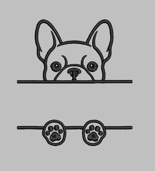 French Bulldog Split Name Machine Embroidery Design File | Digital Download | 4 Sizes & 7 Formats Included Threaded Dreams