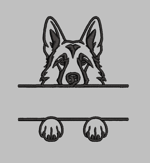 German Shepherd Split Name Machine Embroidery Design File | Digital Download | 4 Sizes & 7 Formats Included Threaded Dreams