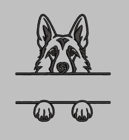 German Shepherd Split Name Machine Embroidery Design File | Digital Download | 4 Sizes & 7 Formats Included Threaded Dreams