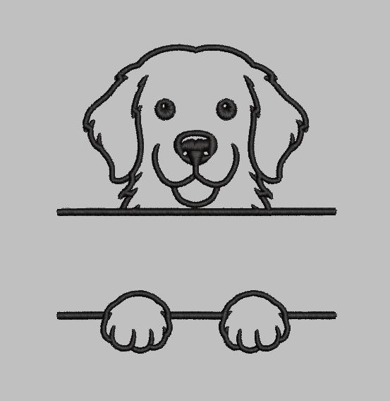 Golden Retriever Split Name Machine Embroidery Design File | Digital Download | 4 Sizes & 7 Formats Included Threaded Dreams