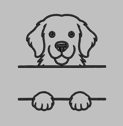Golden Retriever Split Name Machine Embroidery Design File | Digital Download | 4 Sizes & 7 Formats Included Threaded Dreams