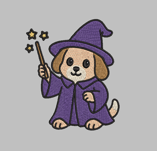 Wizard Dog Embroidery Design File | Digital Download | 6 Sizes & 7 Formats Included Threaded Dreams