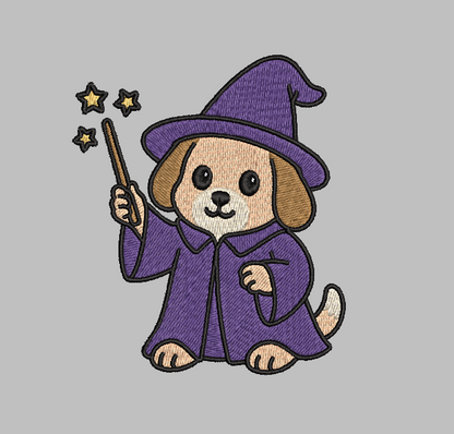 Wizard Dog Embroidery Design File | Digital Download | 6 Sizes & 7 Formats Included Threaded Dreams