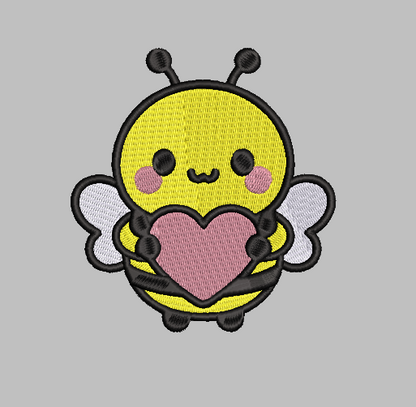 Bumblebee Love Embroidery Design File | Kawaii Bee | Digital Download | 6 Sizes & 7 Formats Included Threaded Dreams
