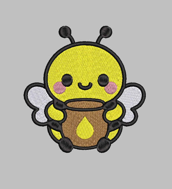 Bumblebee Honey Pot Embroidery Design File | Kawaii Bee | Digital Download | 6 Sizes & 7 Formats Included Threaded Dreams