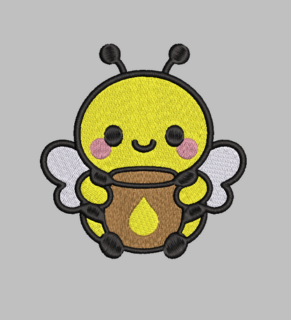 Bumblebee Honey Pot Embroidery Design File | Kawaii Bee | Digital Download | 6 Sizes & 7 Formats Included Threaded Dreams