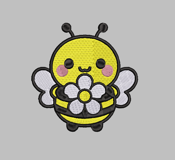 Bumblebee Flower Embroidery Design File | Kawaii Bee | Digital Download | 6 Sizes & 7 Formats Included Threaded Dreams