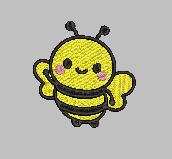 Bumblebee Wave Embroidery Design File | Kawaii Bee | Digital Download | 6 Sizes & 7 Formats Included Threaded Dreams
