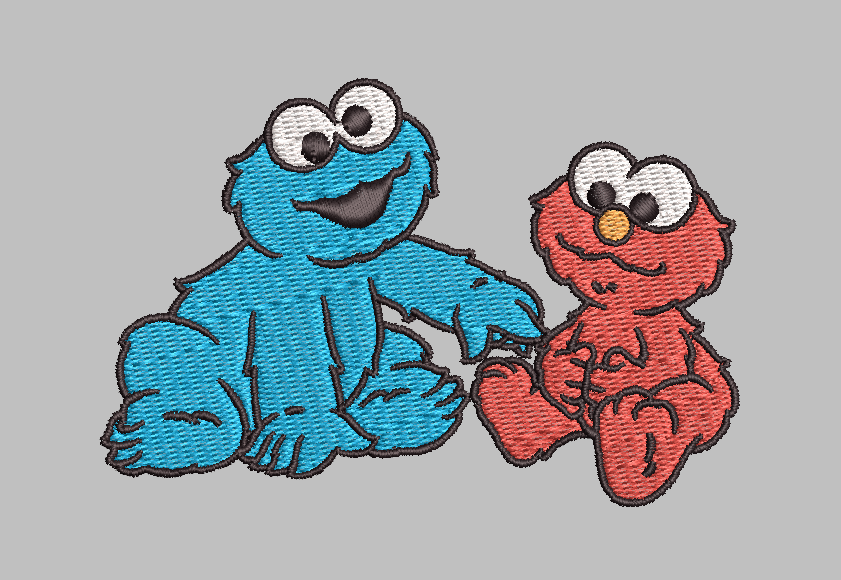 Elmo and Cookie Monster Baby Sesame Street Embroidery Design File | Digital Download | 6 Sizes & 7 Formats Included