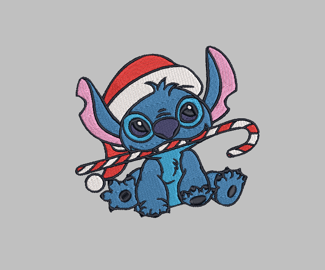 Stitch Christmas Candy Cane Embroidery Design File | Digital Download | 6 Sizes & 7 Formats Included Threaded Dreams