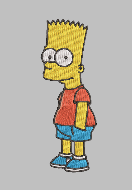 Bart Simpson Embroidery Design File | Digital Download | 6 Sizes & 7 Formats Included