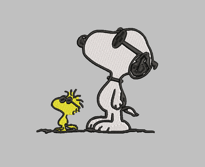 Snoopy and Woodstock Cool Embroidery Design File | Digital Download | 6 Sizes & 7 Formats Included
