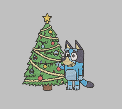Bluey Christmas Tree Embroidery Design File | Digital Download | 6 Sizes & 7 Formats Included
