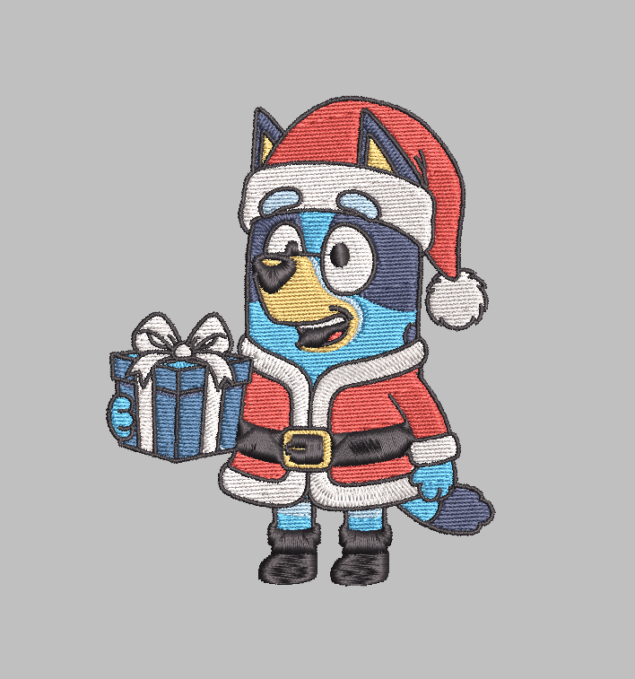 Bluey Santa Embroidery Design File | Digital Download | 6 Sizes & 7 Formats Included