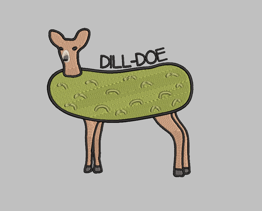 Dill-Doe Embroidery Design File | Digital Download | 6 Sizes & 7 Formats Included
