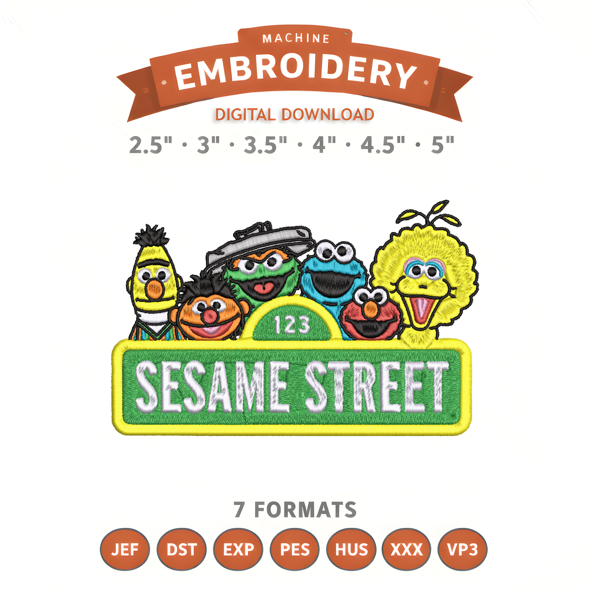 Sesame Street Friends Embroidery Design File | Digital Download | 6 Sizes & 7 Formats Included Threaded Dreams
