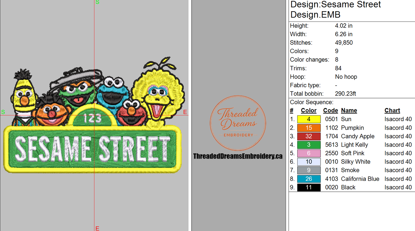 Sesame Street Friends Embroidery Design File | Digital Download | 6 Sizes & 7 Formats Included Threaded Dreams