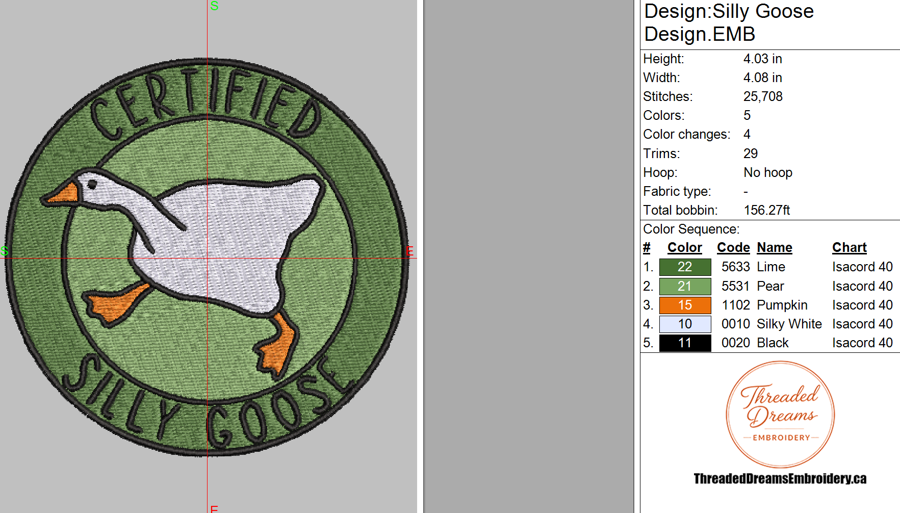 Silly Goose Embroidery Design File | Digital Download | 6 Sizes & 7 Formats Included Threaded Dreams