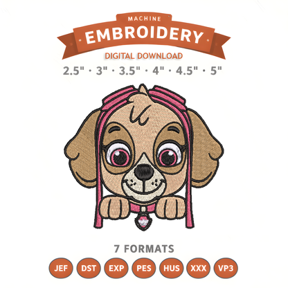 Paw Patrol Skye Embroidery Design File | Digital Download | 6 Sizes & 7 Formats Included Threaded Dreams