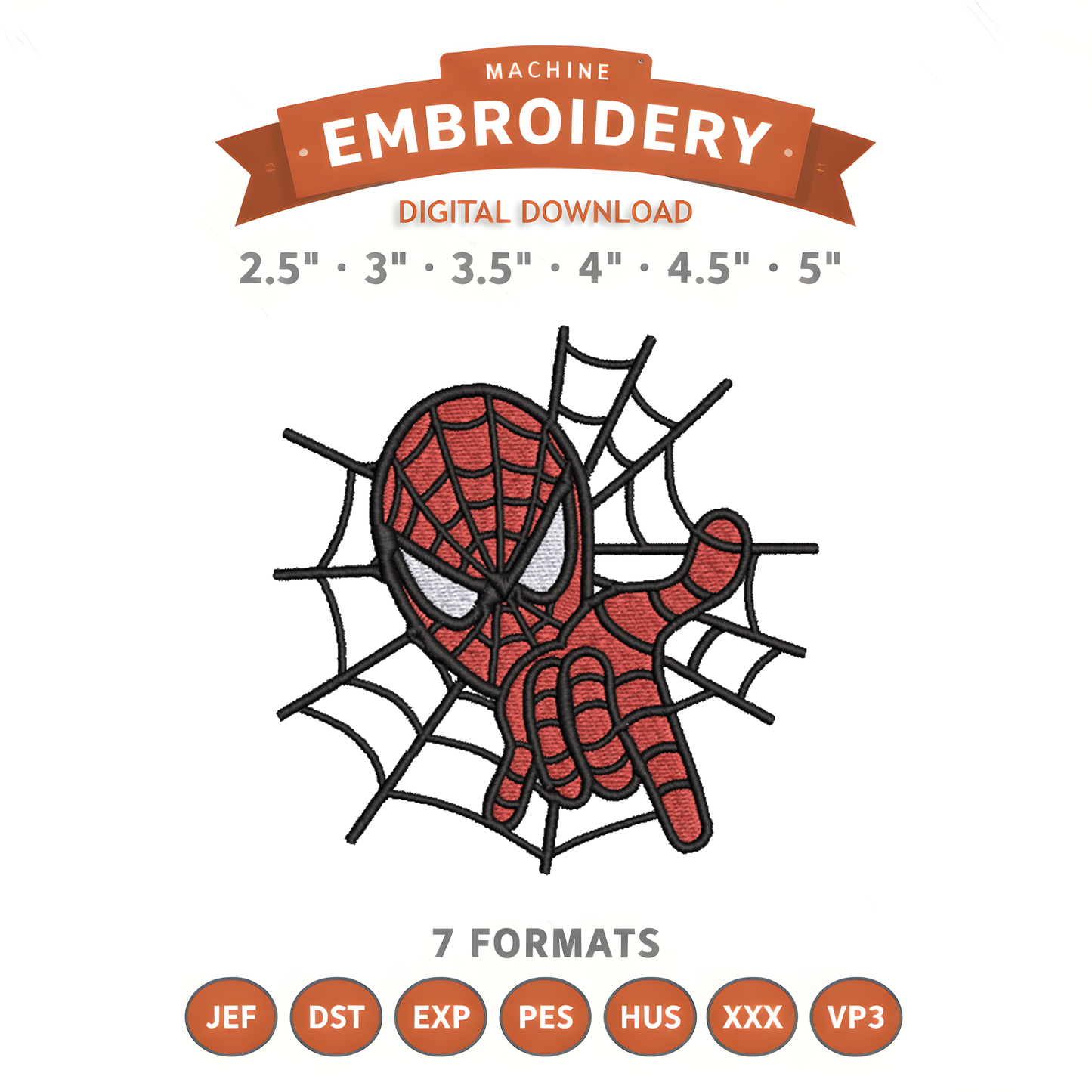 Spiderman Web Embroidery Design File | Digital Download | 6 Sizes & 7 Formats Included Threaded Dreams
