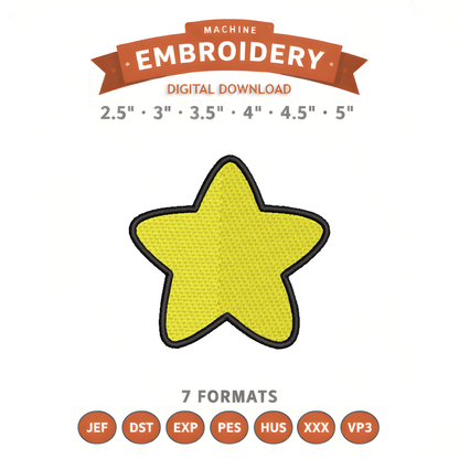 Star Embroidery Design File | Digital Download | 6 Sizes & 7 Formats Included Threaded Dreams