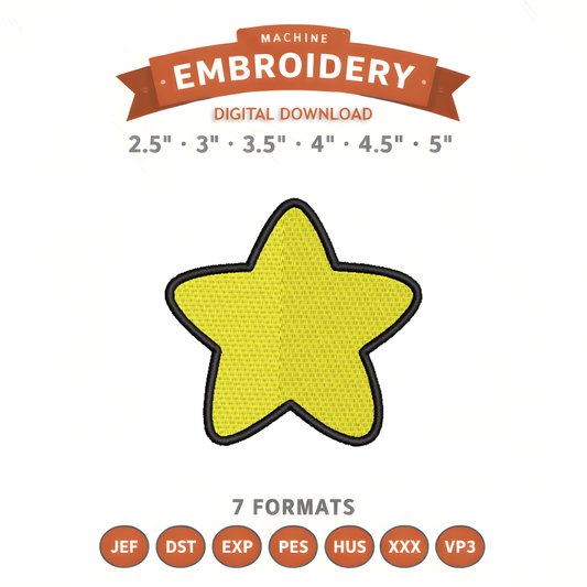 Star Embroidery Design File | Digital Download | 6 Sizes & 7 Formats Included Threaded Dreams