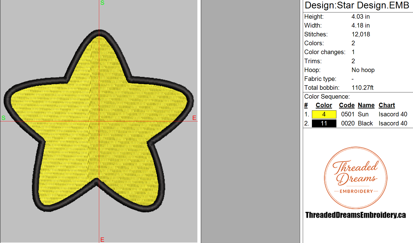 Star Embroidery Design File | Digital Download | 6 Sizes & 7 Formats Included Threaded Dreams